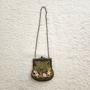 Vintage Colorful Cocktail Purse Green Floral Snakes Fairy Whimsy Coins Clutch